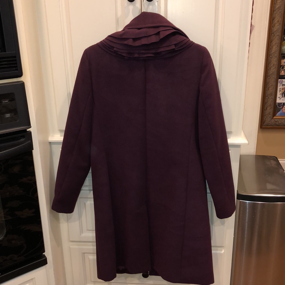 Tahari Plum Ruffle Coat - Picture 6 of 9